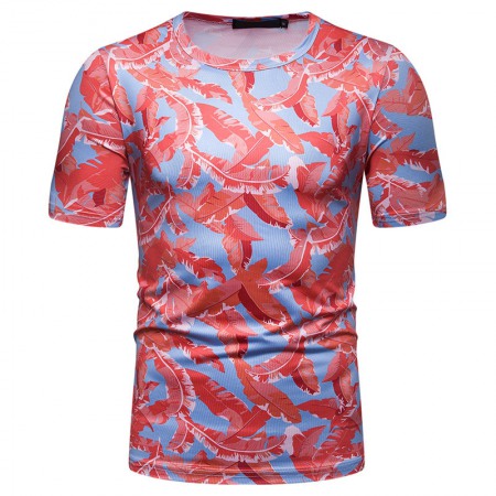 New Summer Men's Beach Style Printed Short-Sleeved T-Shirt