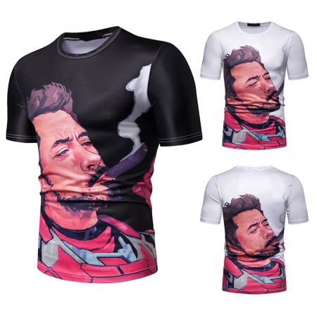 New Summer Men's Character Print Short-Sleeved T-Shirt